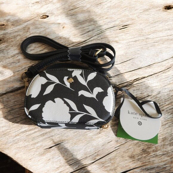 Kate Spade New York x Target Mini Crossbody Bag Flowers White on Black Bag, NWT - Picture 4 of 11